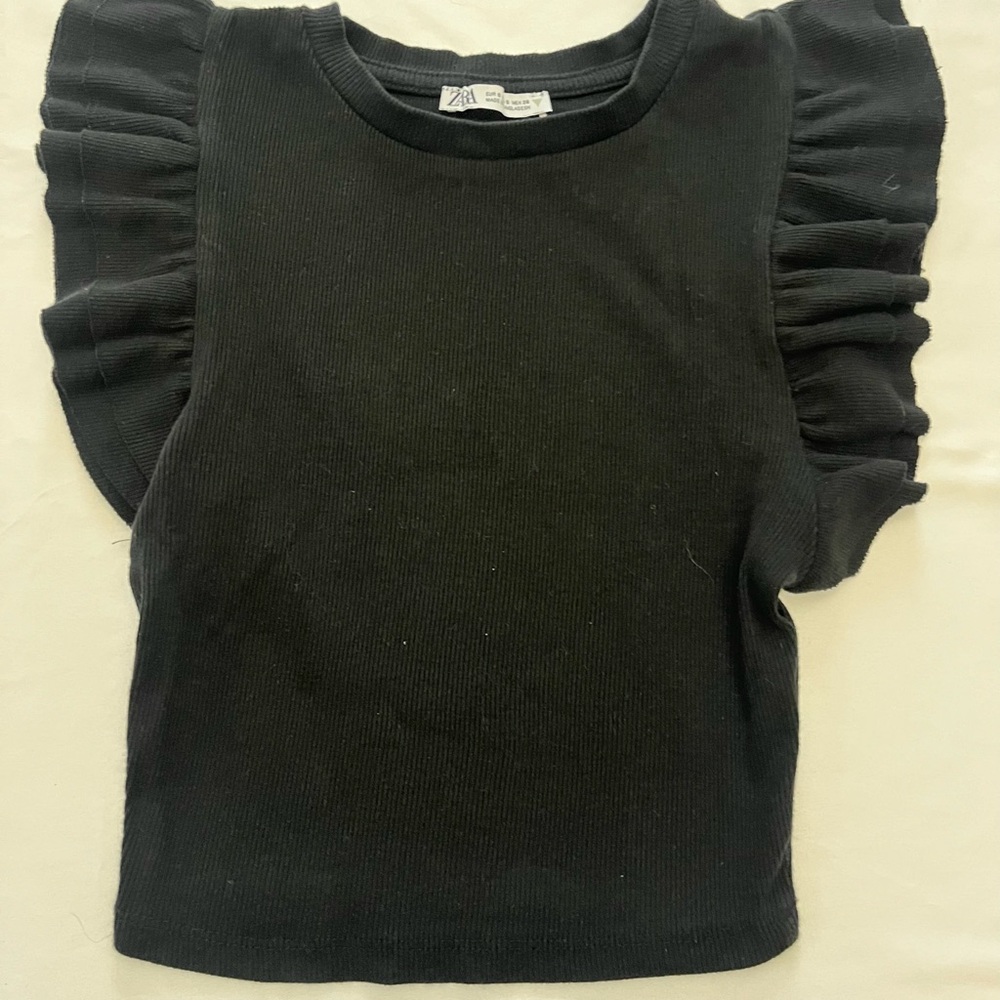 Zara Black Ruffled Women’s Top